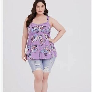 Torrid Lavender Floral Babydoll Tank Top